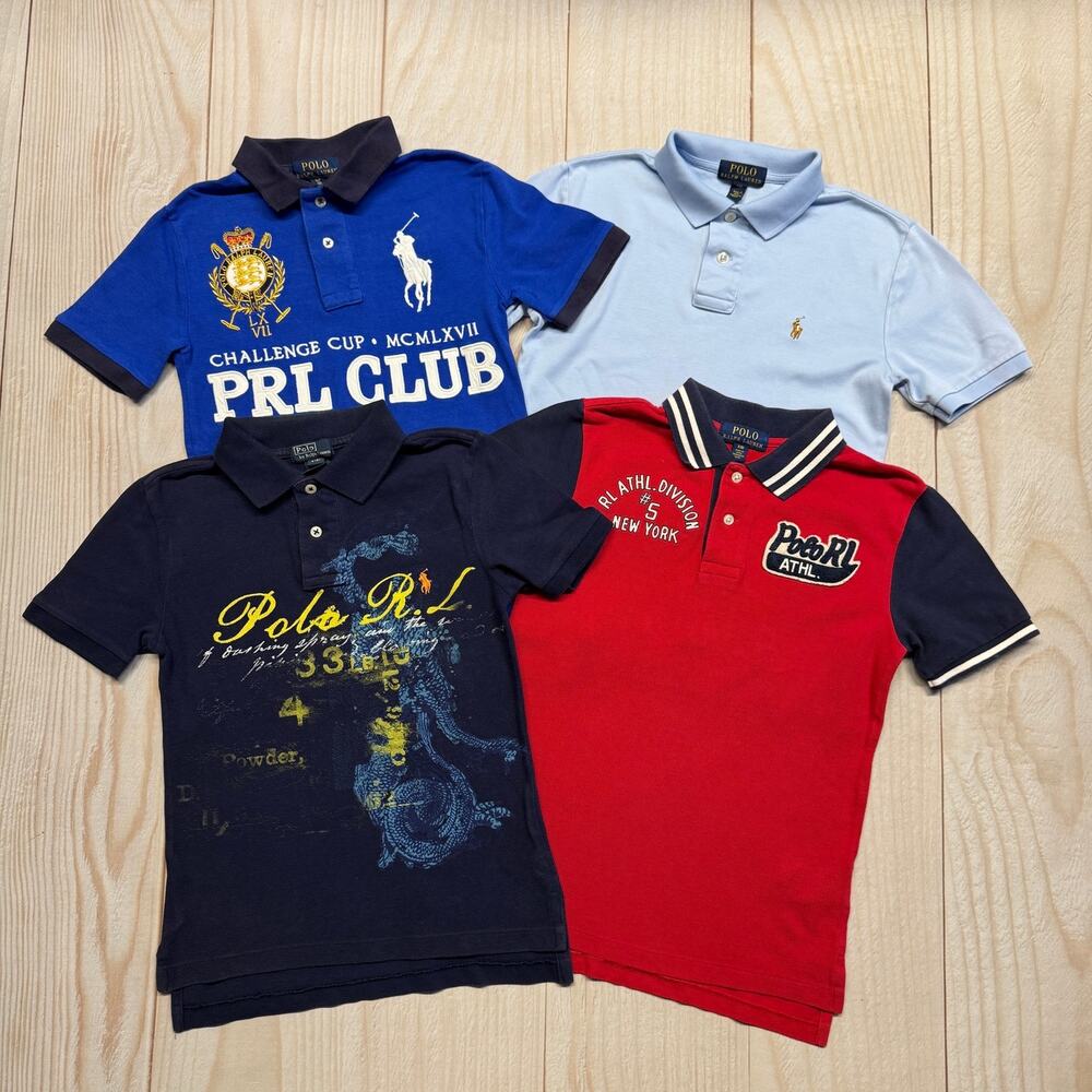 Lot of 4 Polo Ralph Lauren Boys Size S (8) Rugby Big Pony Collared Polo Shirt